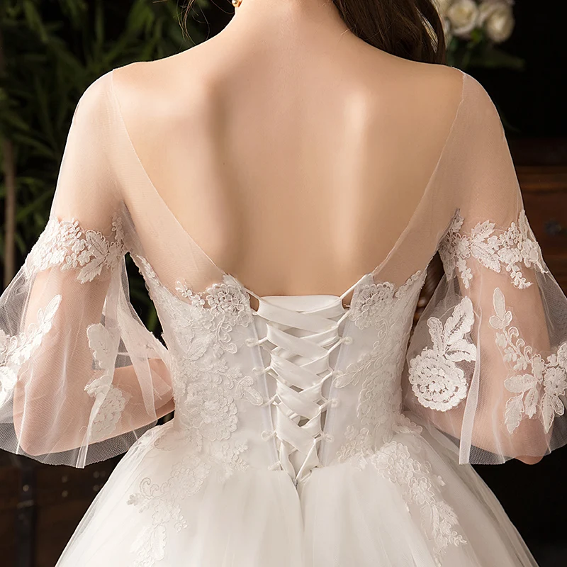 Женское свадебное платье из тюля элегантное кружевное бальное с расклешенными