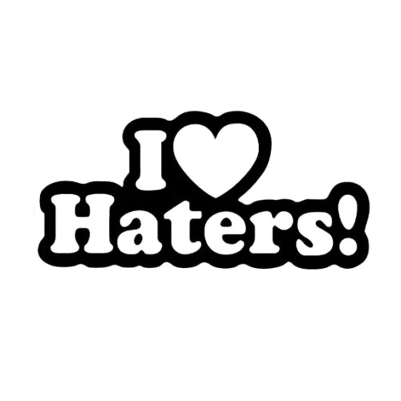 

16x7,5 см, забавная виниловая наклейка «I LOVE HATERS», автомобильная наклейка, черные/Серебристые аксессуары