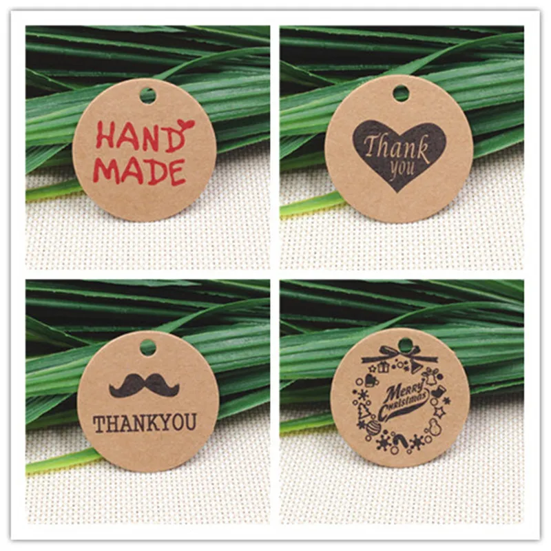 Коричневые крафт-бумажные этикетки ручная работа с надписью Love Thank You для