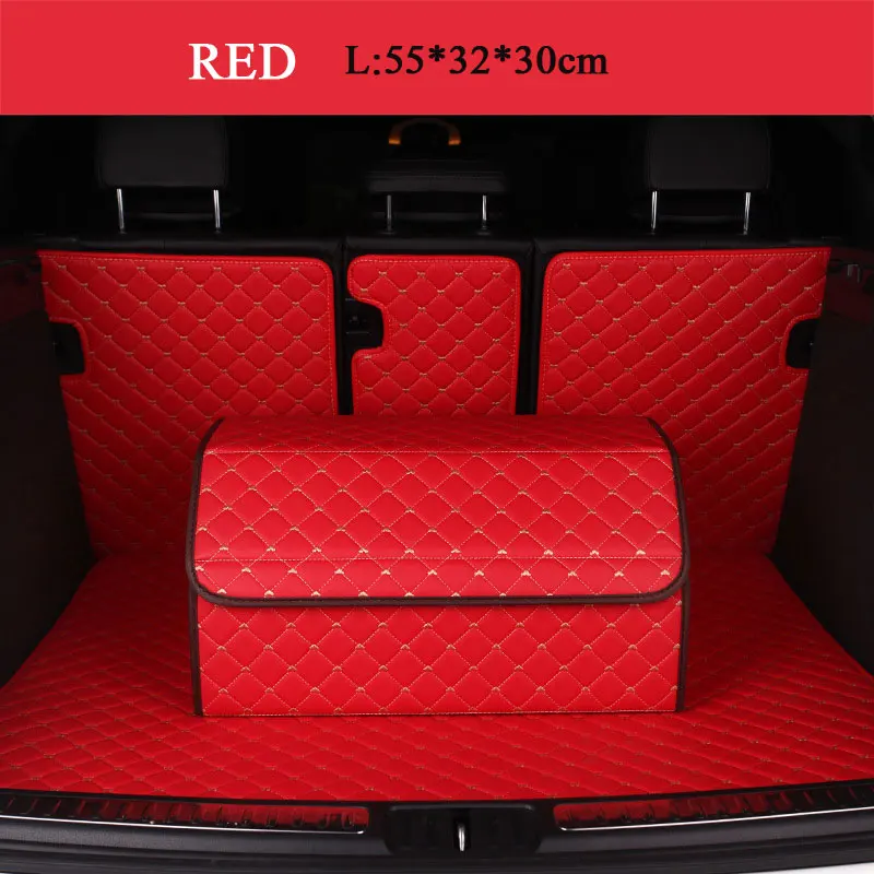red L Негабаритный L XL ящик для хранения в багажник автомобиля сумка Органайзер складной водонепроницаемый PU Авто прочный складной грузовой ящик для хранения - Название цвета: red L