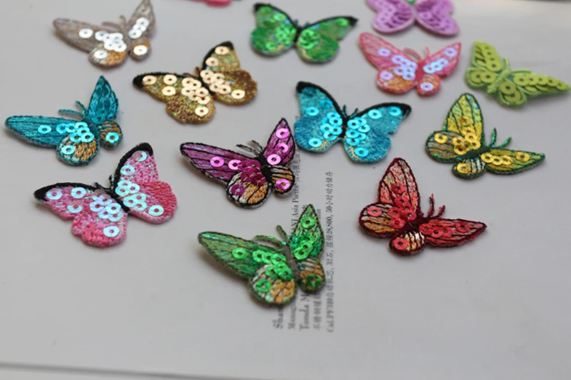 

10pcs/lot small Butterfly Sequins Patch for Clothing Iron Sew Applique Shirt Jacket Bags Sticker Clothes Badges Patch for Jeans