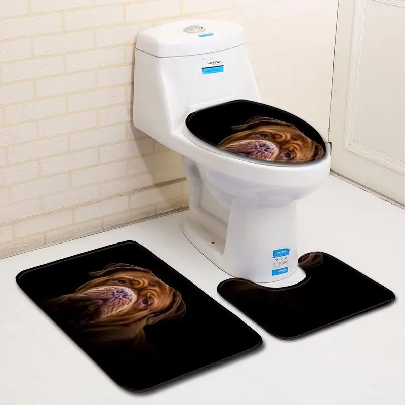 Free Shipping 3pcs Dog Series Banyo Bathroom Carpet Toilet U Type Bath Mat Set Non Slip Tapis Salle De Bain Alfombra Bano | Дом и сад