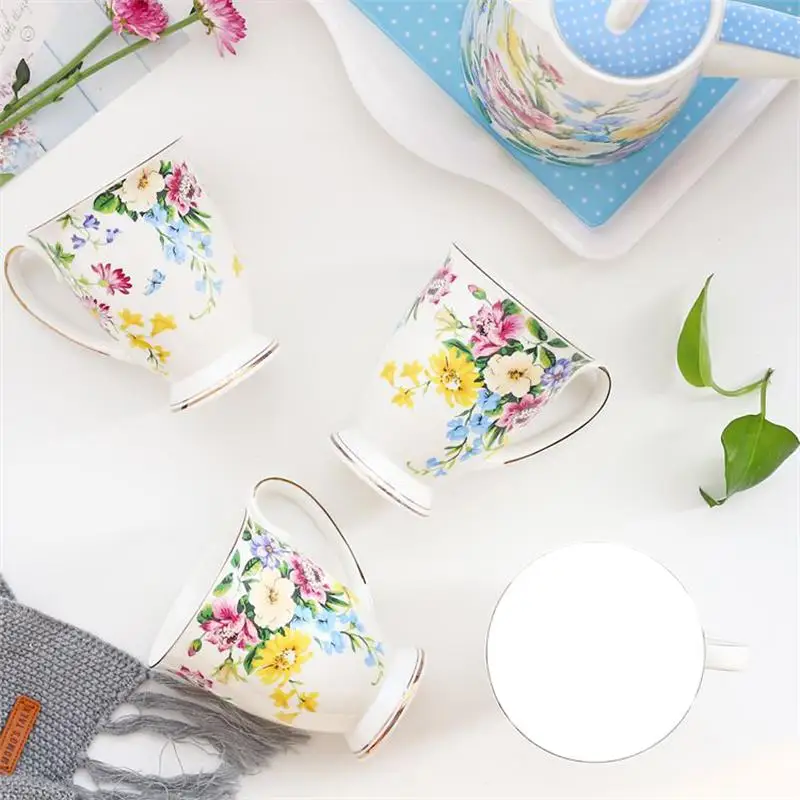 300 мл, чашка nespresso из костяного фарфора, новая кружка, креативный подарок, персональная чайная чашка, керамическая Цветочная, таза Кафе Винтаж