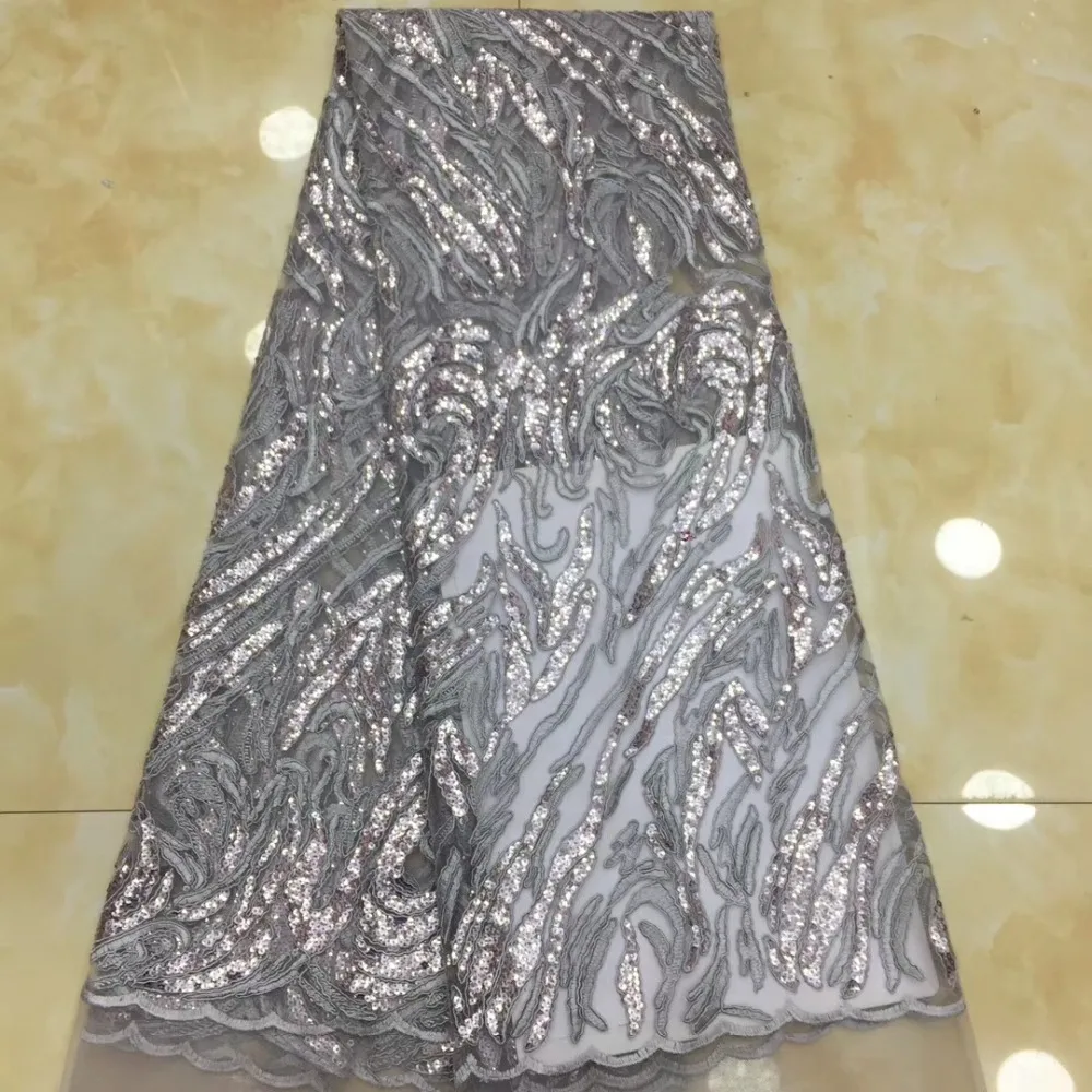 High Quality Nigerian Lace Fabrics Cheap Price Party Dress Tulle African Embroidered Mesh with Sequins | Дом и сад