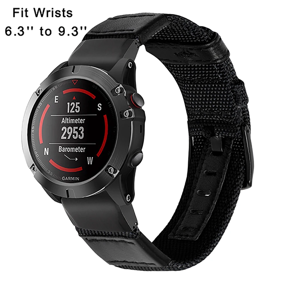 26 мм из натурального нейлона+ кожаный ремешок для часов Garmin Fenix 5X/3/3HR Quick Easy Fit ремешок для часов застежка из нержавеющей стали ремешок