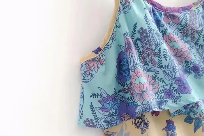 Богемная Птица Фламинго печати спагетти ремень платье Этнические Женщины