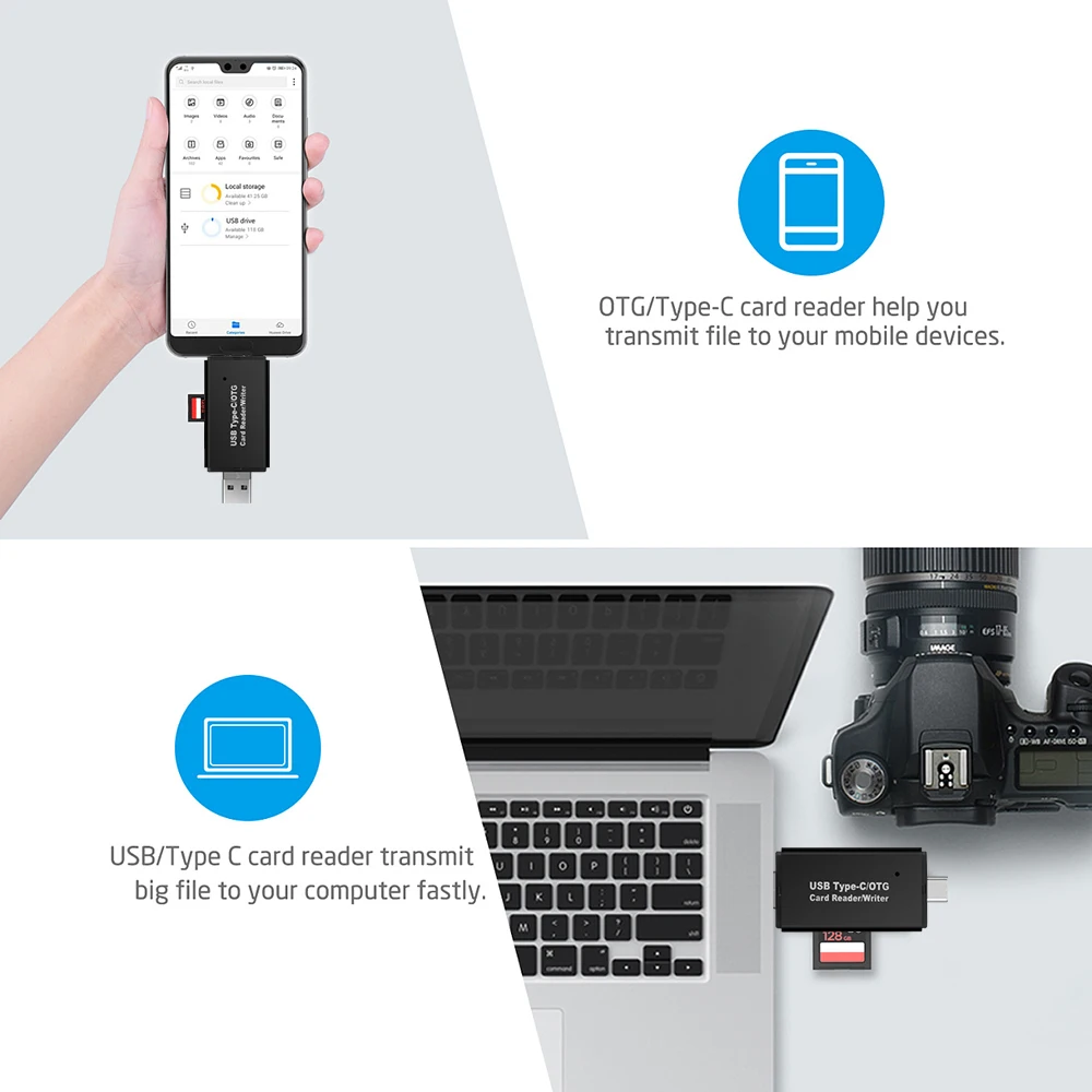 High-speed Type C micro USB 2.0 OTG Micro SD Card Writer 3 In 1 Reader for Android Computer Extension Headers | Компьютеры и офис