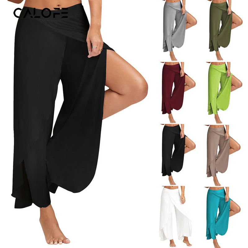 LAAMEI 5XL широкие брюки для женщин высокая талия модные однотонные низ Винтаж Летние