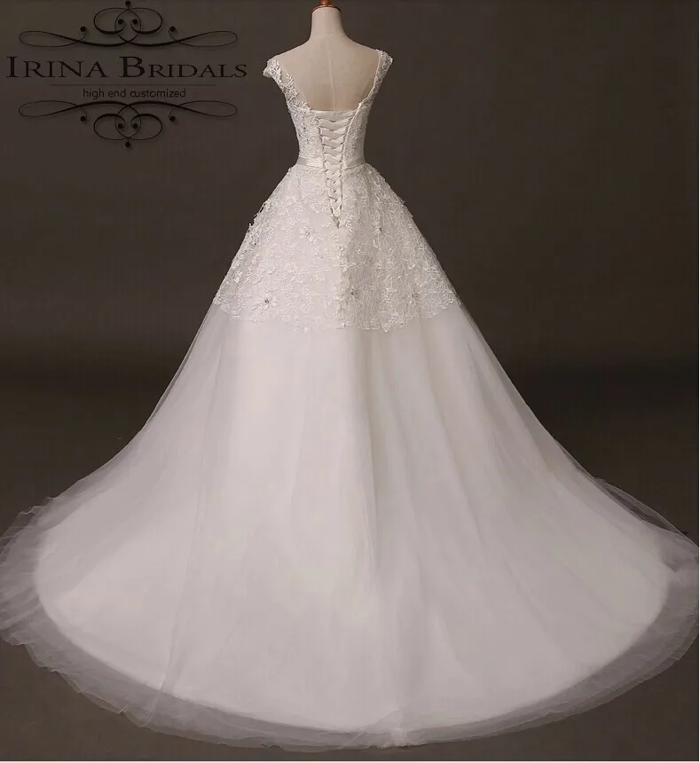 Vestido de novia barato/Свадебные платья с кружевной аппликацией и рукавами-крылышками |