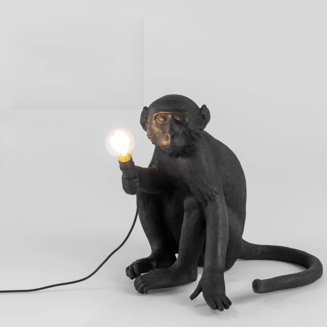 Desk Lamp-Black Светильник в виде обезьяны, современный подвесной светильник, AC110V-220V, подставка из смолы, торшер для бара, кофе, гостиной, детского внутреннего освещения, белый цвет - Цвет корпуса: Desk Lamp-Black