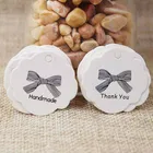 3 см цветок форма крафтбелый подарокКонфетыСвадебные сувениры украшения Этикетка ручной работыСпасибо этикетка 100 шт в партии