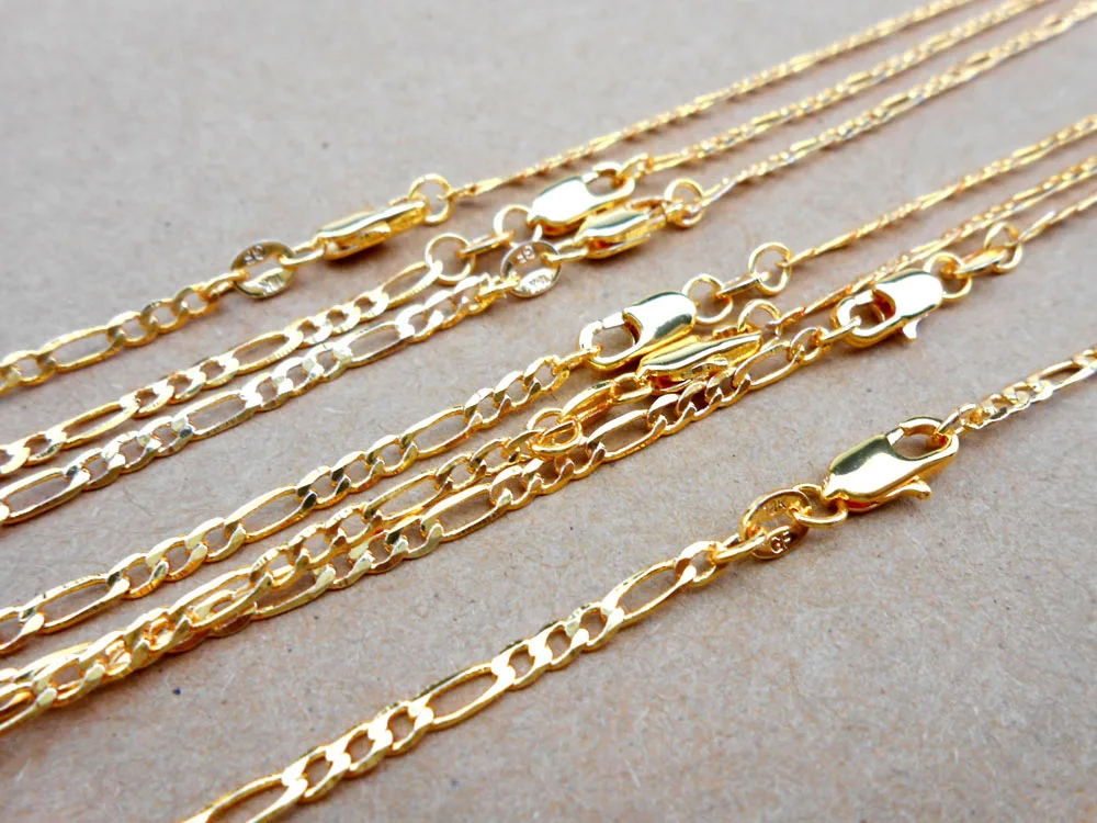 

5PCS 16-30inch Jewelry GOLD FILLED 2.5MM Figaro Chains Necklaces Wholesale