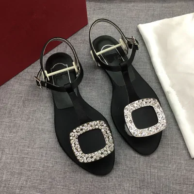 Уличная модная летняя обувь; женская обувь; chaussures femme; дизайнерские босоножки со стразами; Лидер продаж; стильная повседневная обувь на плоской подошве; Sandalias Mujer; - Цвет: As Show