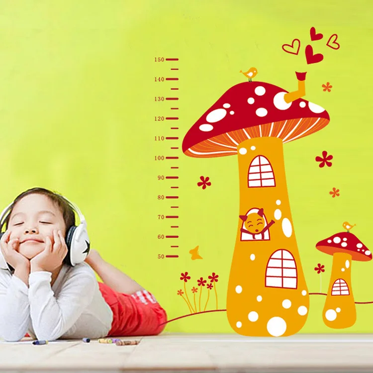 Мультфильм гриб дом Высота наклейки на стену детская комната Детский сад Школа