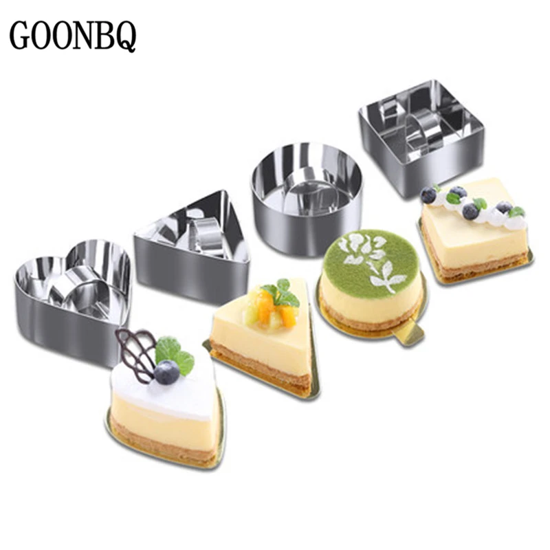 GOONBQ 4 шт./компл. мусс кольцо из нержавеющей стали сердце круглый цветок
