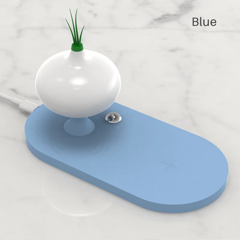 blue Беспроводной Зарядное устройство с светодиодный ночной Светильник для xiaomi samsung s 10 iphone x, 8, 7, Портативный быстро Зарядное устройство Кнопка Управление лампа - Тип штекера: blue