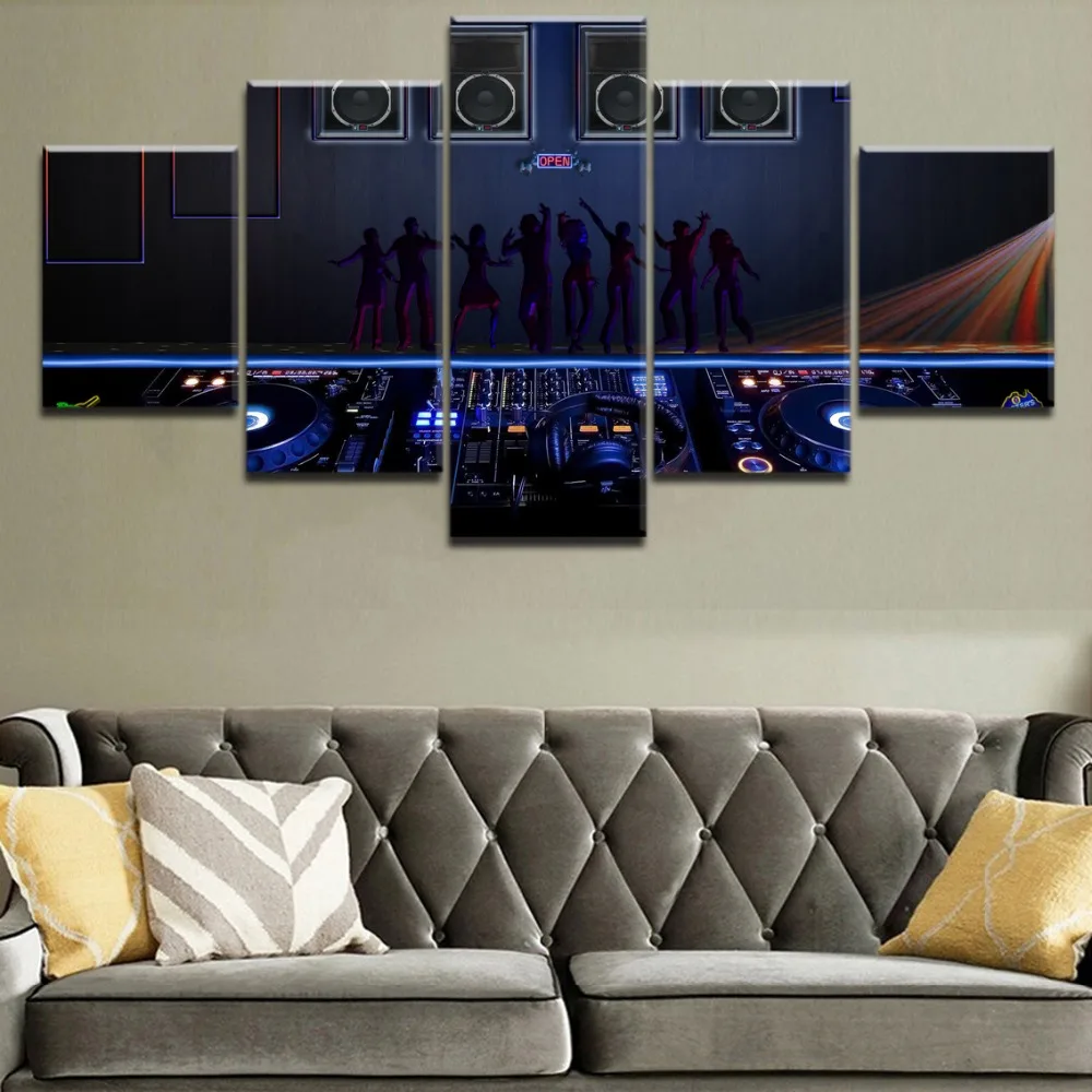 Холщовые настенные картины с рамкой домашний декор гостиная 5 шт. музыка DJ