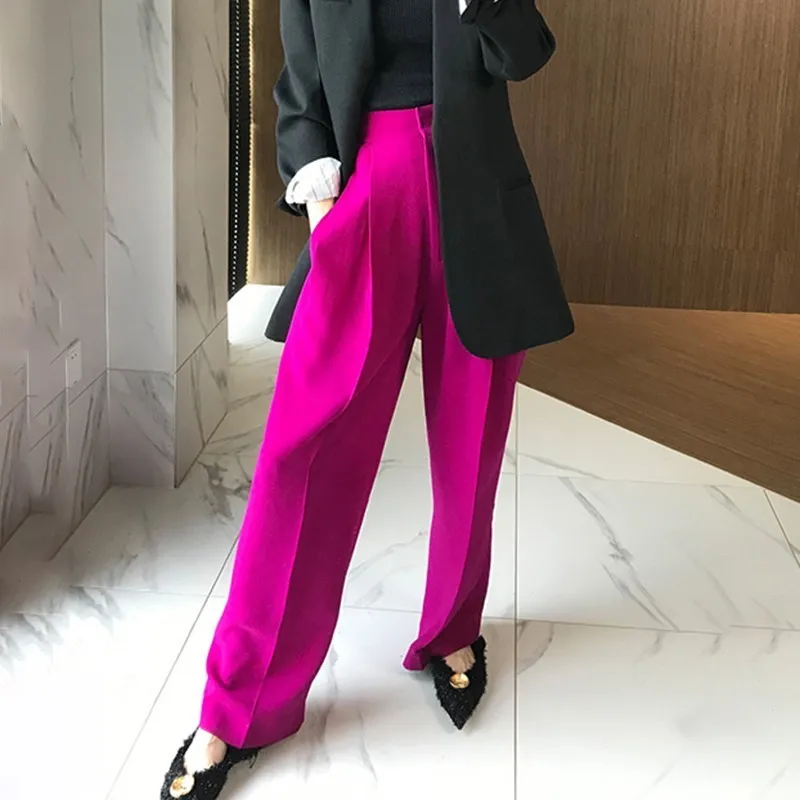 Женские повседневные брюки VGH свободные широкие с высокой талией и карманами