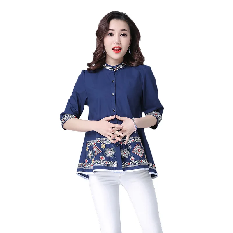 Летняя Новинка Большой размер для беременных женщин семь рукав народный стиль