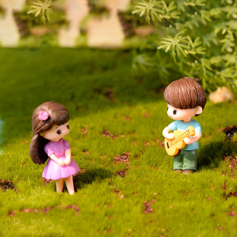 2 шт. милые мини фигурки для влюбленных романтическая пара играющая на гитаре