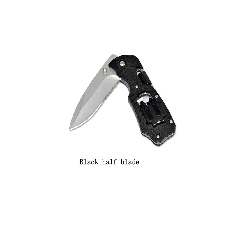 Black half blade 1Pc Принадлежности для выживания на открытом воздухе, многофункциональный нож, складной нож, крестовая отвертка, тактический инструмент для кемпинга - Цвет: Black half blade 1Pc