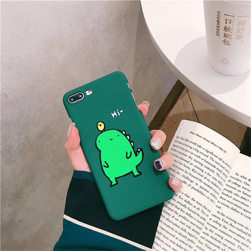 Phone Case for iPhone 8 Soft tpu Silicon Back Cover Kawaii Dinosaur Bird Pattern Coque 7 6 6s X |