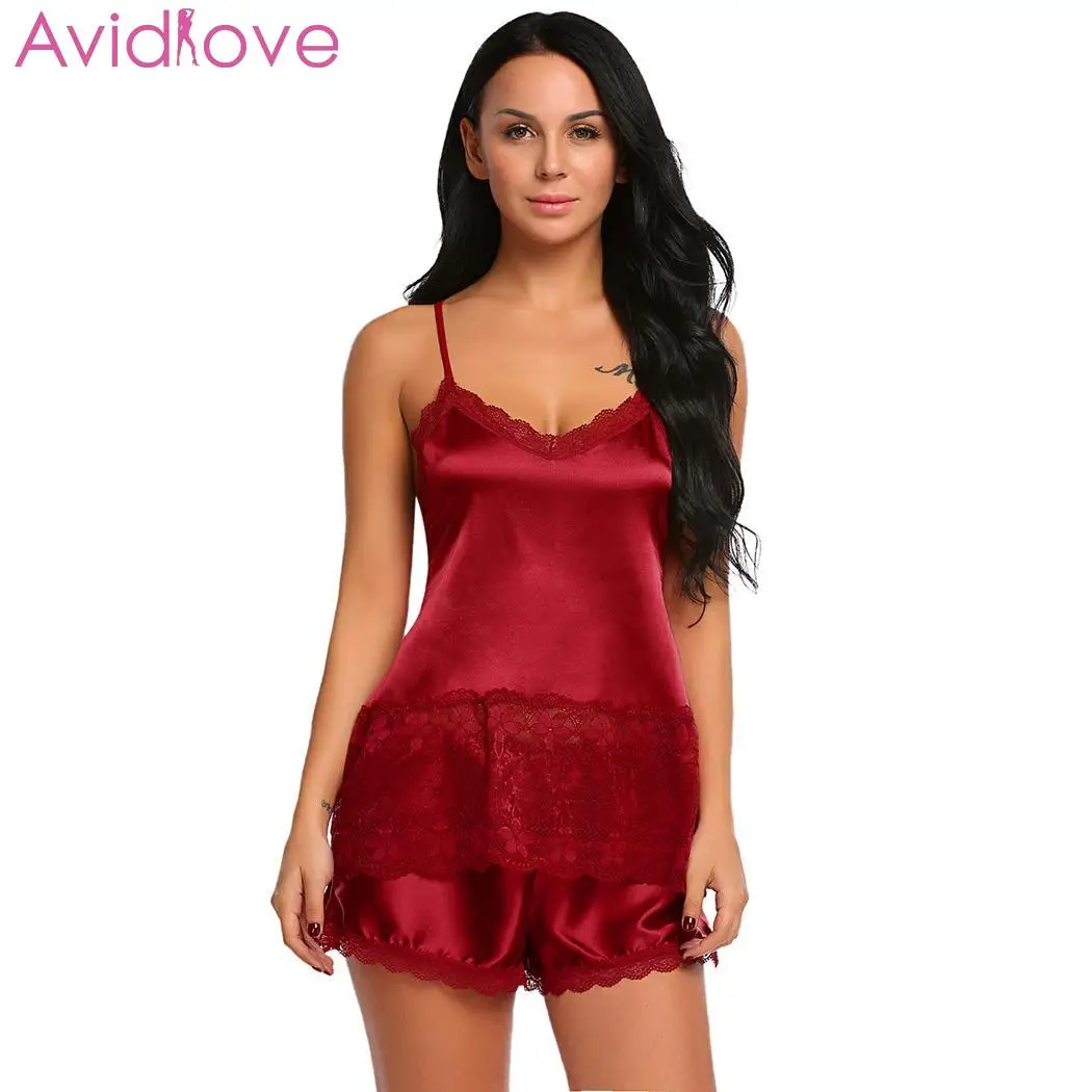 Женское атласное ночное белье Avidlove кружевное летнее в стиле пэчворк 4 вида