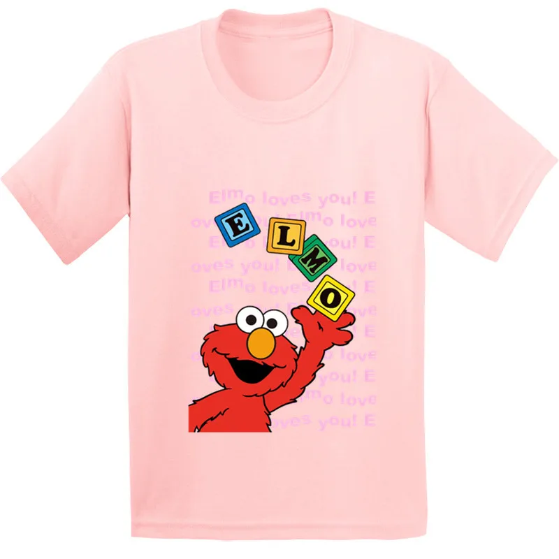 Sesame Street Elmo Pattern Kids Cotton T shirt Boys/Girls Cartoon Funny T-shirt Baby Summer Short Sleeve Clothes | Детская одежда и
