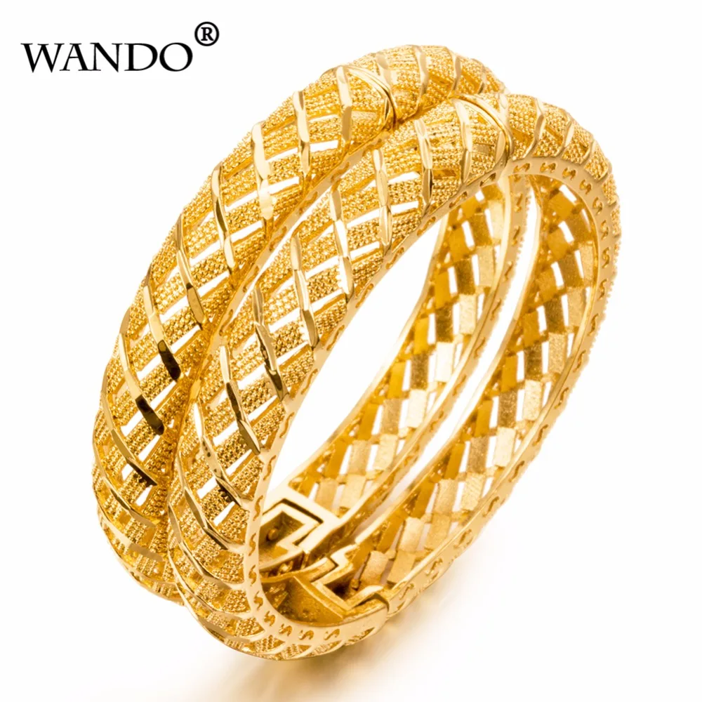 WANDO 1pcs Dubai Gold Bangles For Women 1 cm wide Color Bangles&ampBracelets Ethiopian/Arab/Middle East Party Gifts B16 | Украшения и