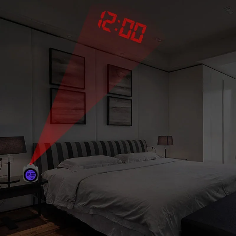 Multi-Function Led Alarm Clock With Night Lights Digital Time LCD Voice Temperature Projection Light Table Lamps For Desk Travel | Освещение