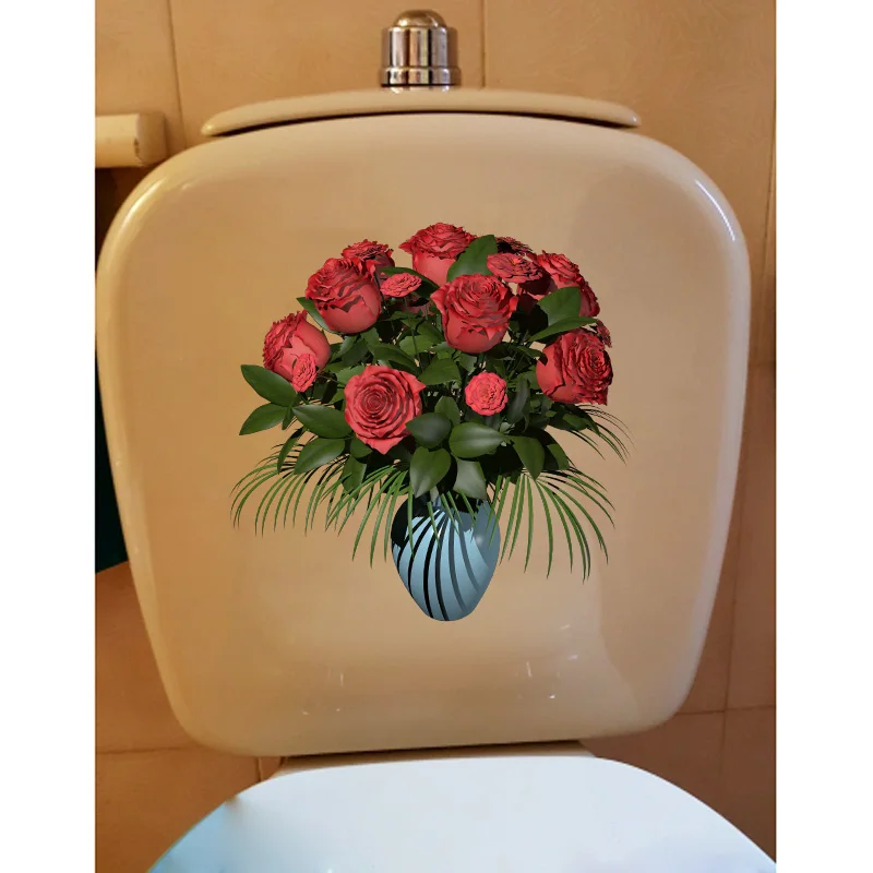 ZTTZDY 23 6*22 8 см бутылка красных роз модная наклейка на унитаз домашний декор для