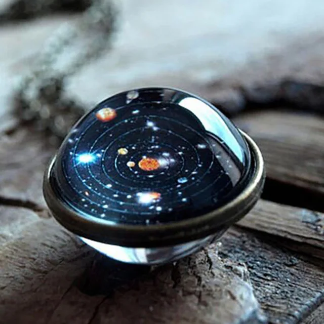 Ожерелье Вселенная ручной работы для женщин и мужчин винтажное двухстороннее