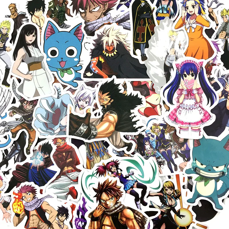 50 шт./лот, японское аниме, Fairy Tail ПВХ, водостойкая наклейка для мотоцикла, чемодана, ноутбука, скейтборда, багажа, ноутбука, скутера