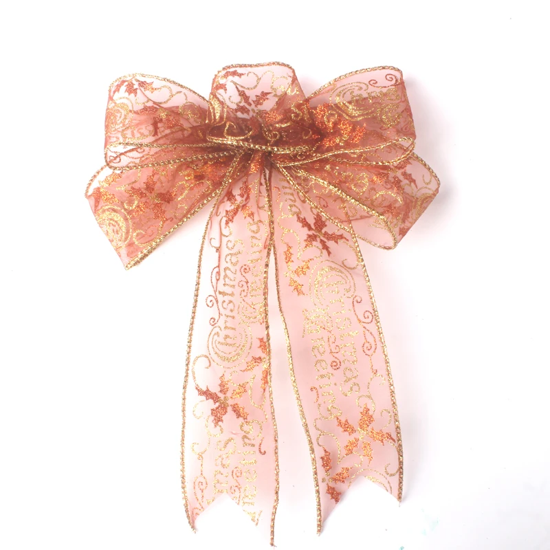 Лента с золотистыми краями длиной 20*25 см|Рождественские банты| |