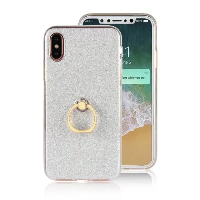 Пудра для лица TPU Блестящий Защитный чехол iPhone 7 8 Plus X XR XS MAX 6 6s 5 5S SE 5C 4 4s с кольцом