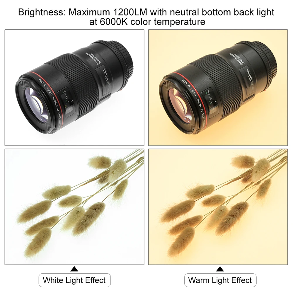 Мягкий Светодиодный светильник без тени для фотосъемки 1200 лм + переключатель