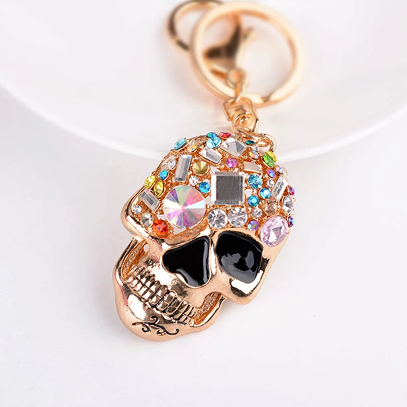 

pronuvel Rhinestone Skeleton Key Chain Film Surrounding Fashion Keychain Classic Keyrings Skull Key Ring Pendant Jewelry CH728