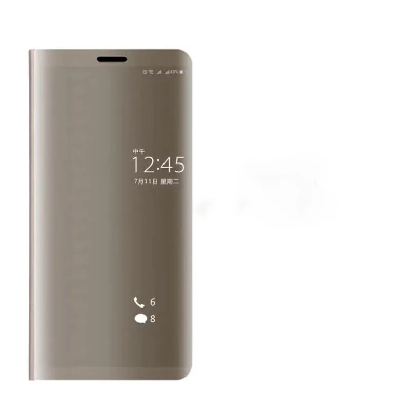 gold Чехол для Vivo Y81, умный зеркальный чехол, 6,22 дюймов, флип-стенд, кожаный чехол для телефона s, для Vivo Y81 Y 81, VivoY81, чехол, полная защита - Цвет: gold
