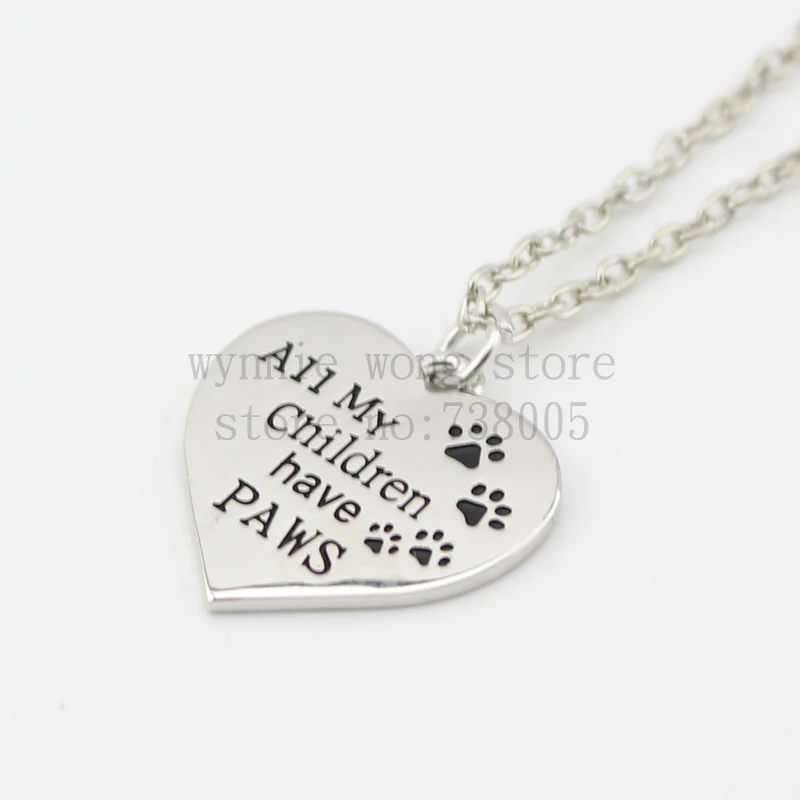 Памятное ожерелье для любимцев у всех моих детей лапы колье с принтом и сердца