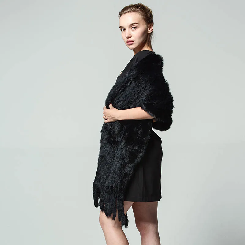 QIUSIDUN Новинка 2017 шарф из натурального кроличьего меха женское пончо роскошная