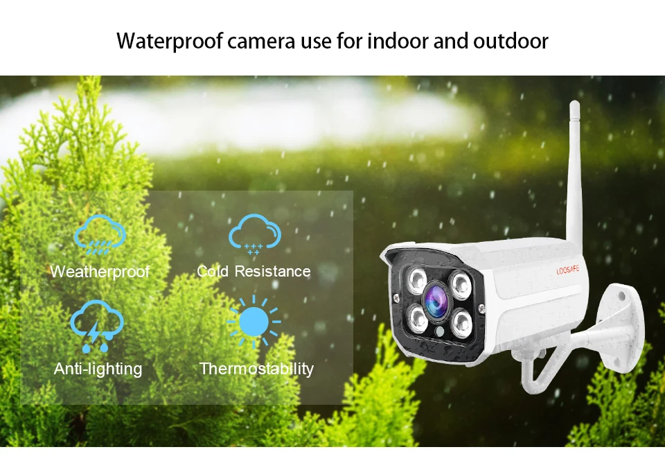 LOOSAFE 2-мегапиксельная ip-камера для дома, Wifi, ip-камера безопасности, цилиндрическая камера видеонаблюдения, уличная камера видеонаблюдения, полная IP66, водонепроницаемая камера