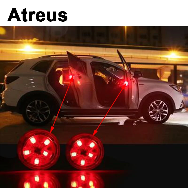 

Atreus For VW polo passat b5 b6 Mazda 3 6 cx-5 Toyota corolla Ford focus Car Door Warning Signal Crash Strobe Light 5LED Sticker