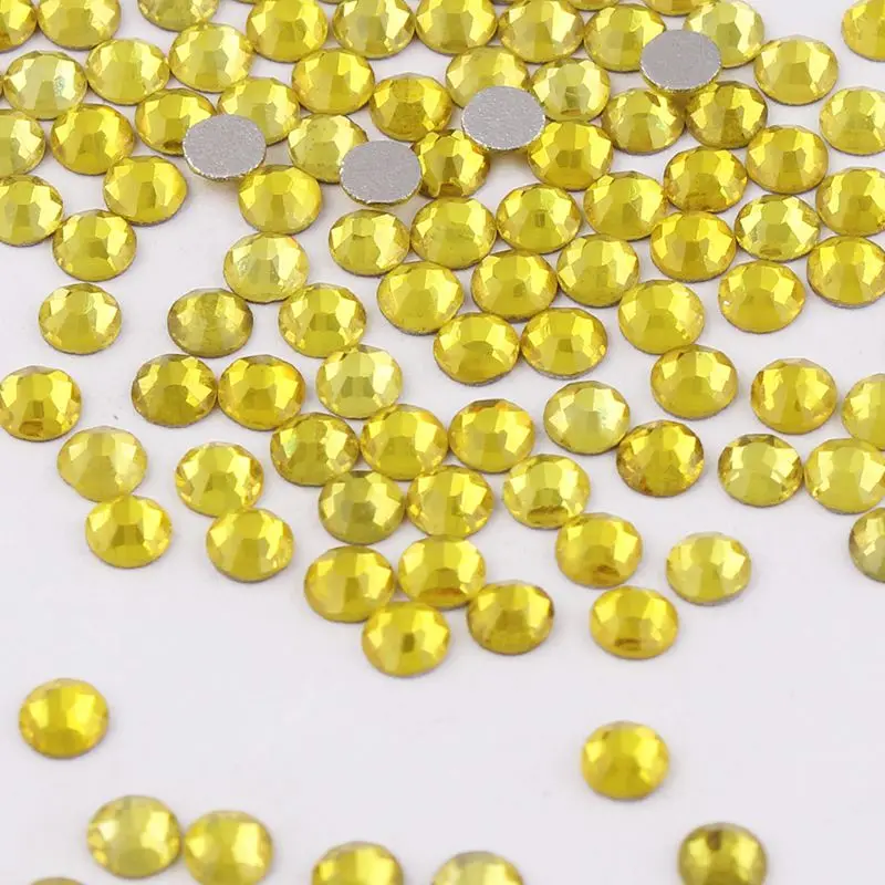 Блестящий цитрин 3D дизайн ногтей Стразы без горячей фиксации клейкая