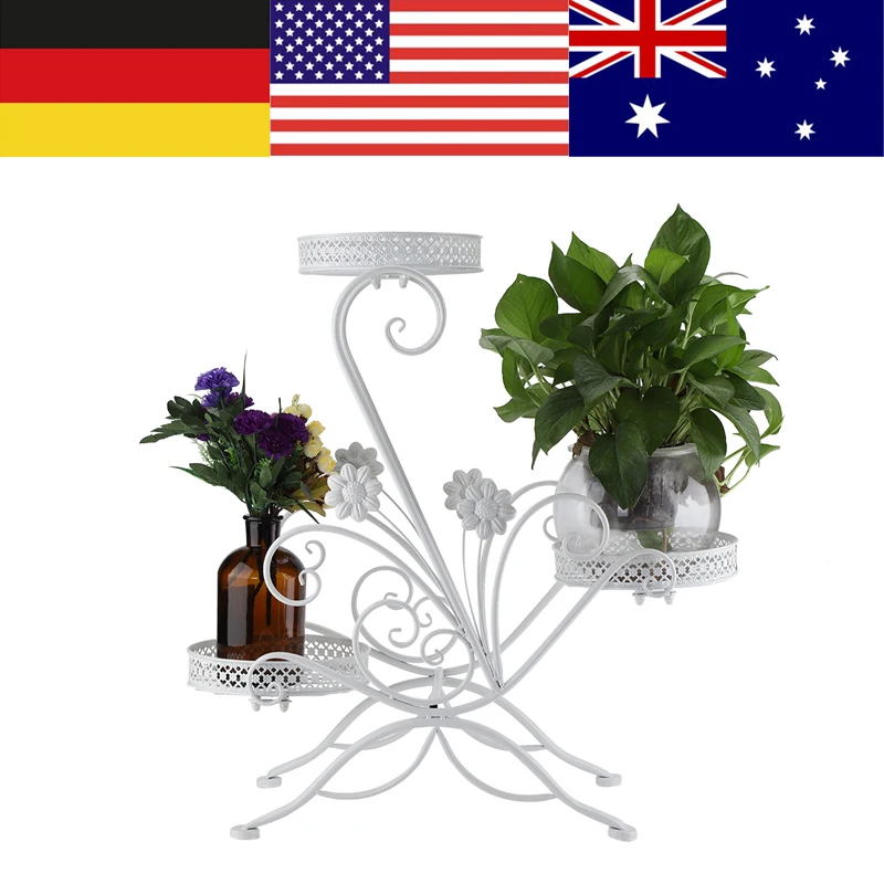 3 ярусная железная стойка для цветочных горшков помещений улицы балкона гостиной