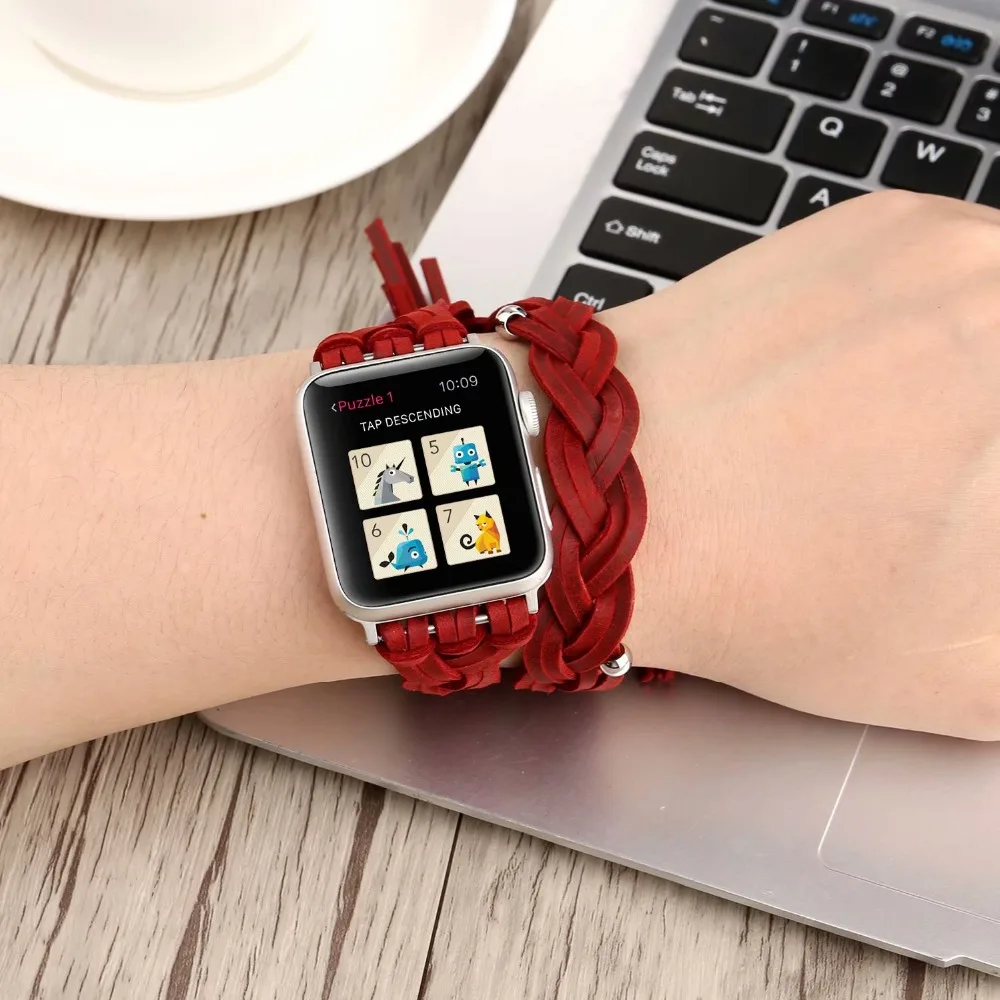 Ремешок из натуральной кожи для Apple Watch Series 5 4 3 2 1 38 мм 40 42 44 мм|Ремешки часов| |