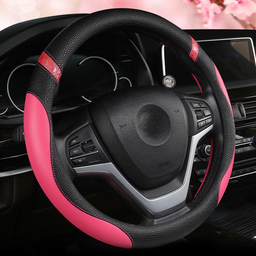 

15''/38cm Car Auto Truck PU Leather Steering Wheel Cover Protector Anti-slip