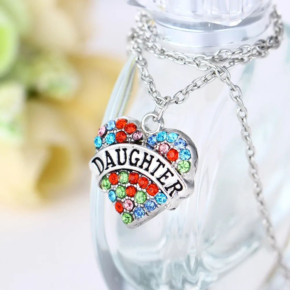 24 шт оптовые цены модное ожерелье с гравировкой букв &quotдочка&quot Сердце Любовь