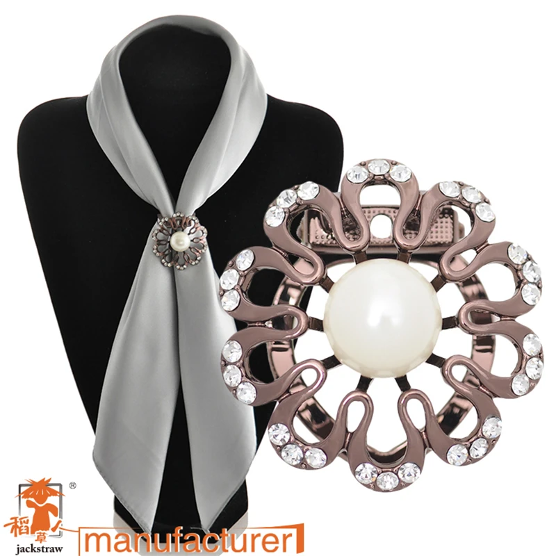 Новое поступление 2018 модные блестящие зажимы Стразы для шарфа в форме цветка