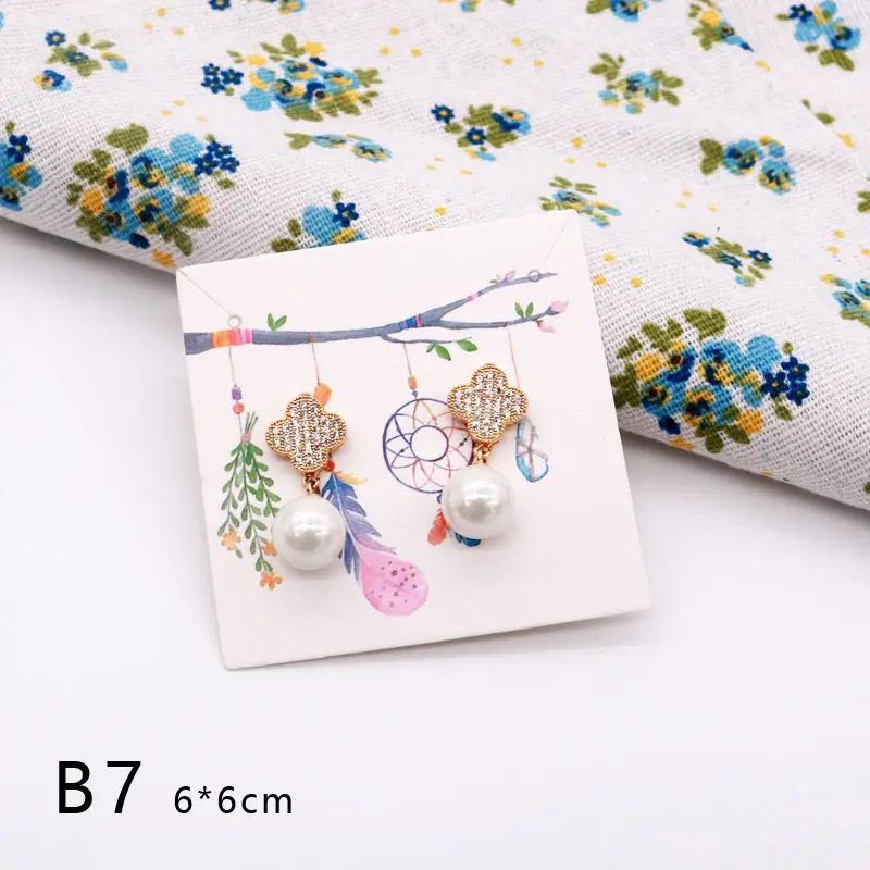 

100pcs 6x6cm Square Paper Lovely Jewelry Cards Necklace/Earring Pendant Packing Cards Paper Jewelry Displays Cards For DIY