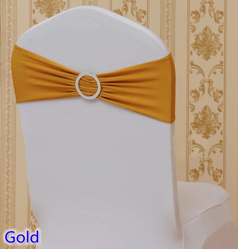 Золотой цвет оптовая продажа створки стульев с круглыми пряжками для чехлов